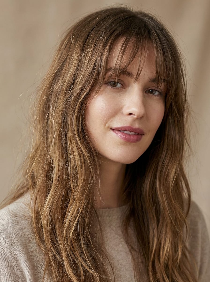 Lange Haare mit Wispy Bangs - Lange Haare mit Pony
